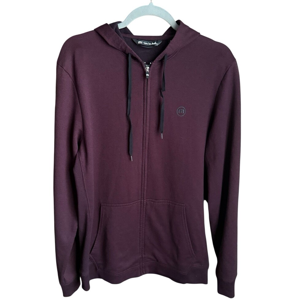 Travis Mathew Men’s Medium Full Zip Hoodie Sweatshirt Burgundy Wine Golf Casual